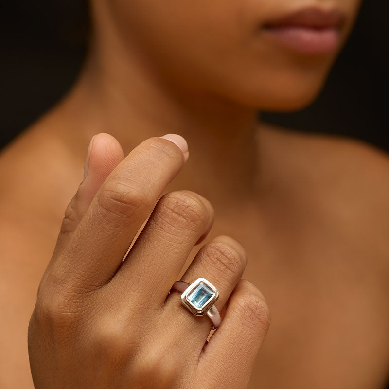 Petra Ring, Blue Topaz, Silver