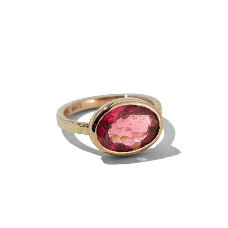 Pebble Ring, Pink Tourmaline, 9kt Yellow Gold