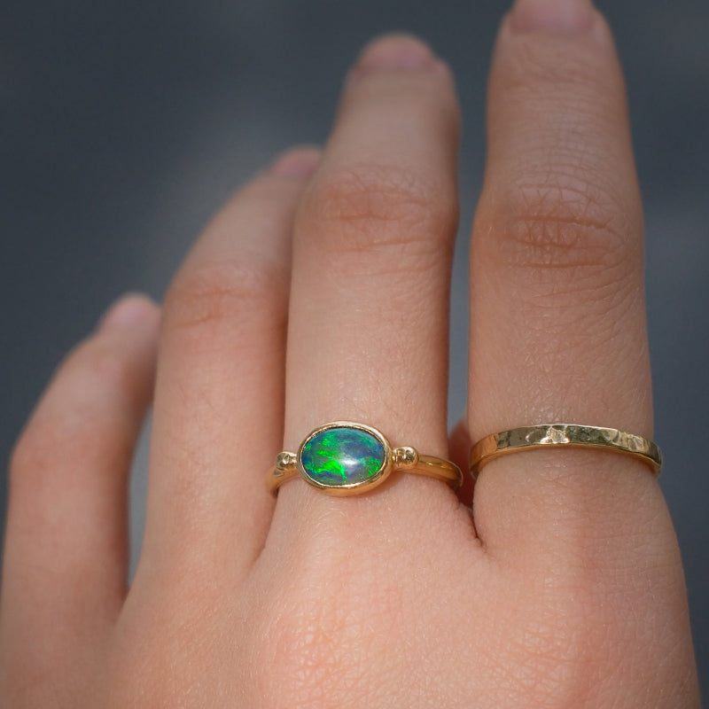 Pippa Ring, Black Opal, 9kt Yellow Gold