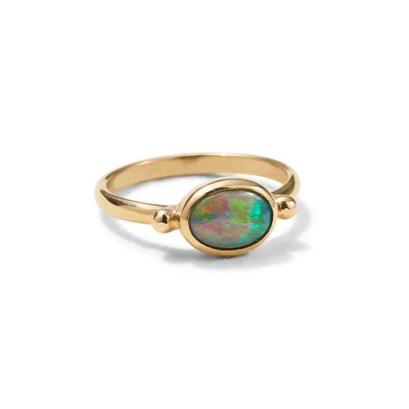 Pippa Ring, Black Opal, 9kt Yellow Gold