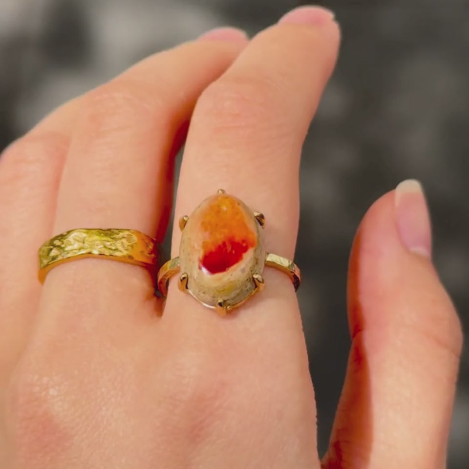 Helene Ring, Mexican Fire Opal, 9kt Yellow Gold