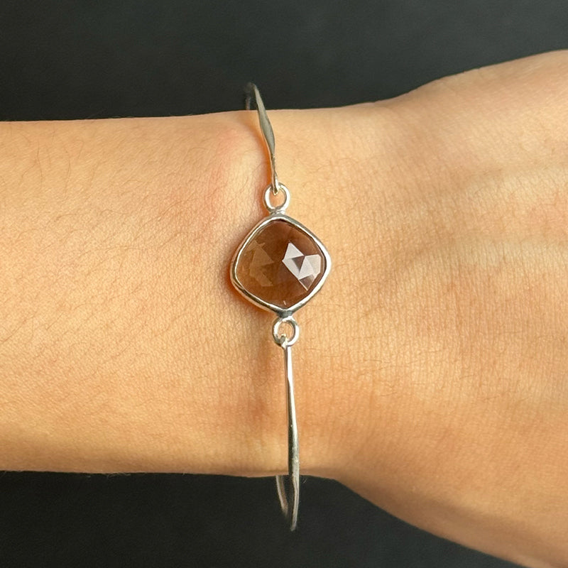 Pulki Bangle, Smokey Quartz, Silver