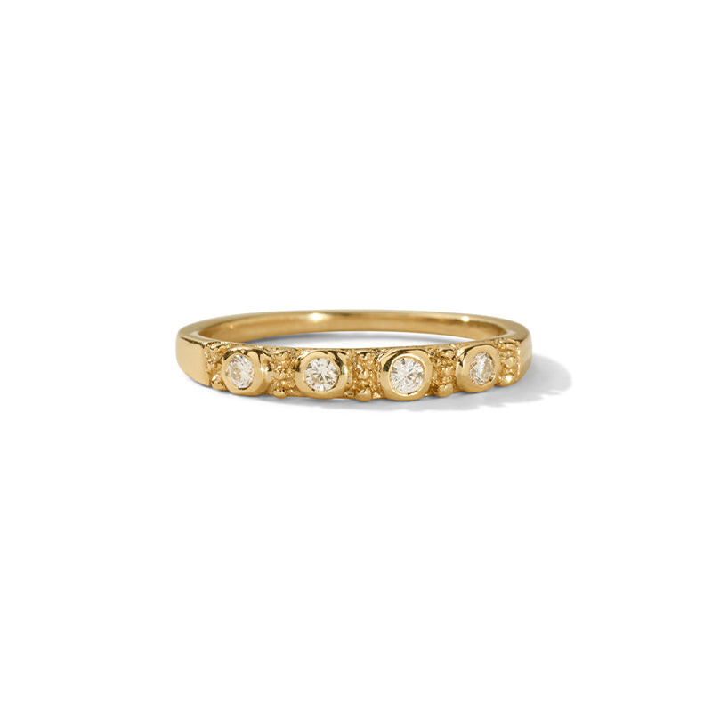 Relic Band, White Diamond, 9kt Yellow Gold