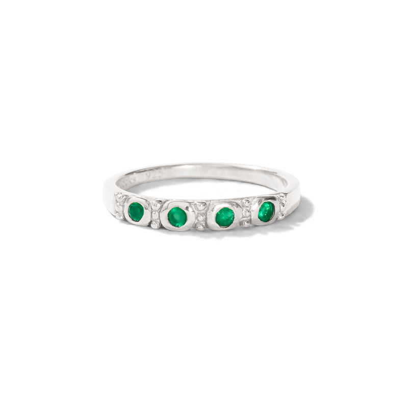 Relic Band, Green Onyx, Silver