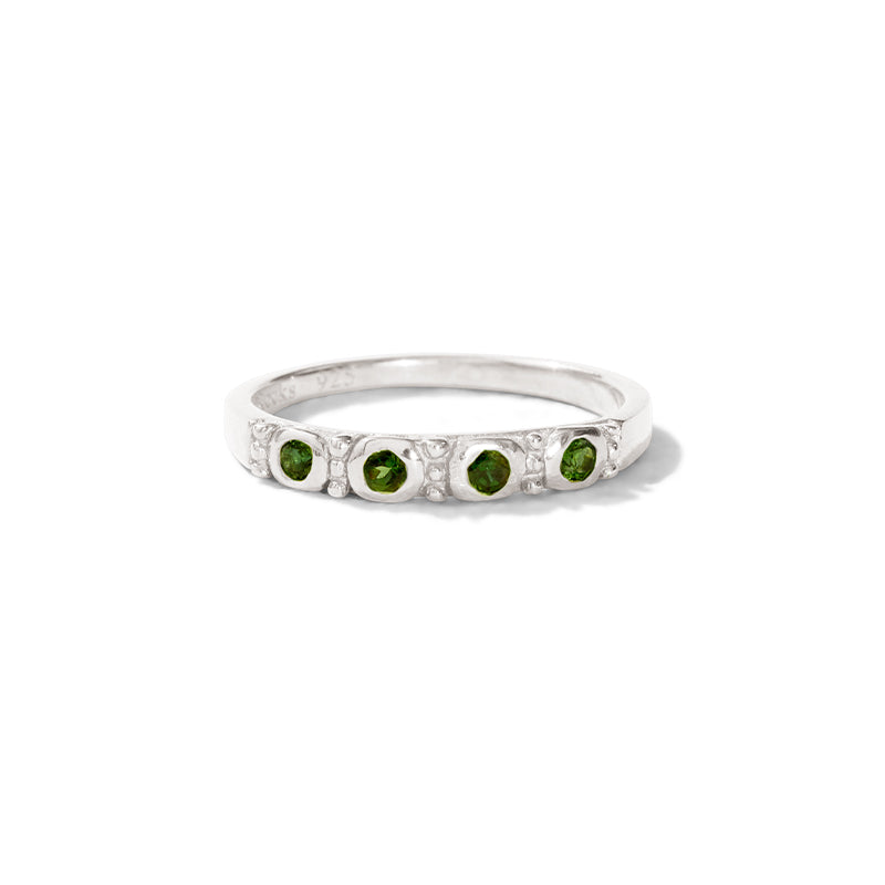 Relic Band, Green Tourmaline, Silver