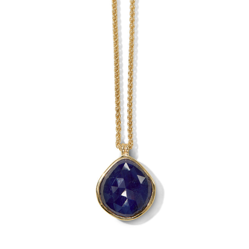 Pebble Necklace, Blue Sapphire, 9kt Yellow Gold