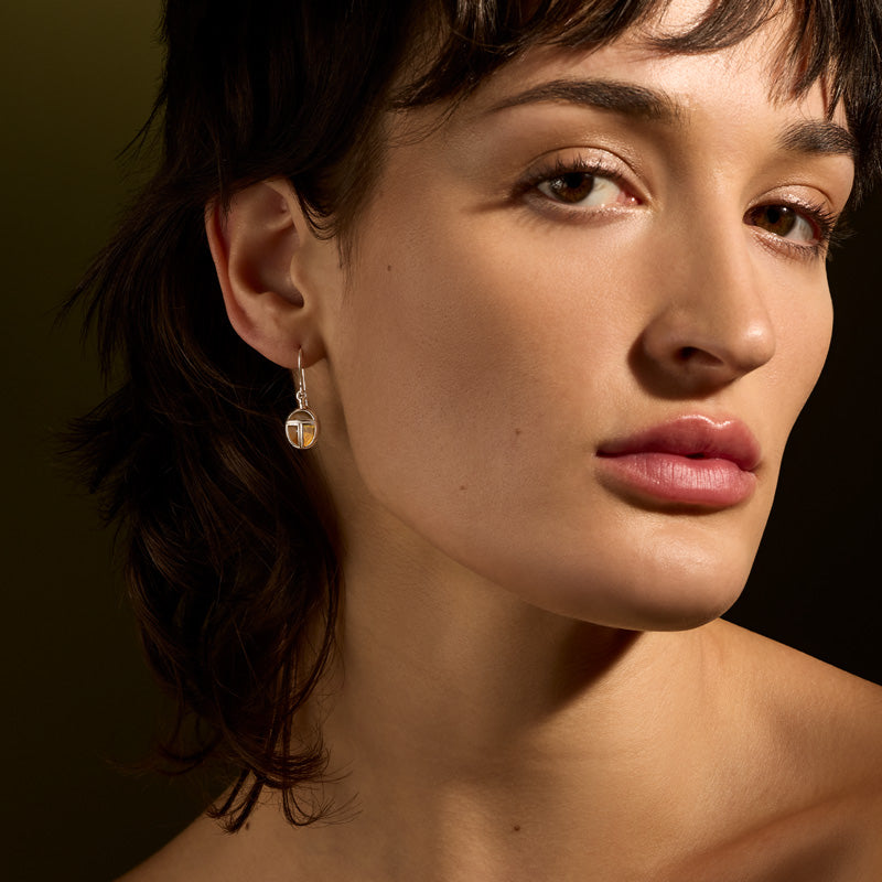 Scarab Amulet Earring, Citrine, Silver