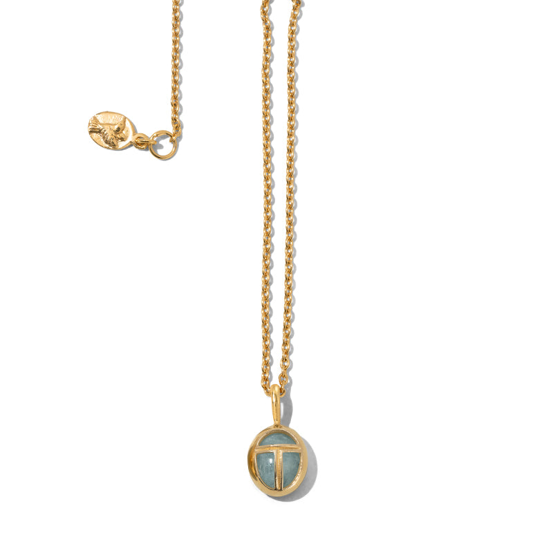 Scarab Amulet, Small, Aquamarine, Gold