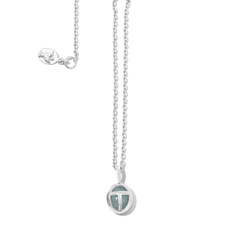 Scarab Amulet, Small, Aquamarine, Silver