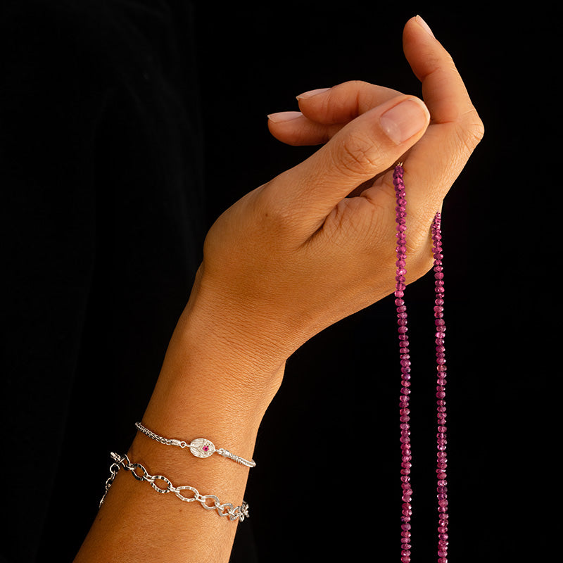 Scarab Bracelet, Ruby, Silver
