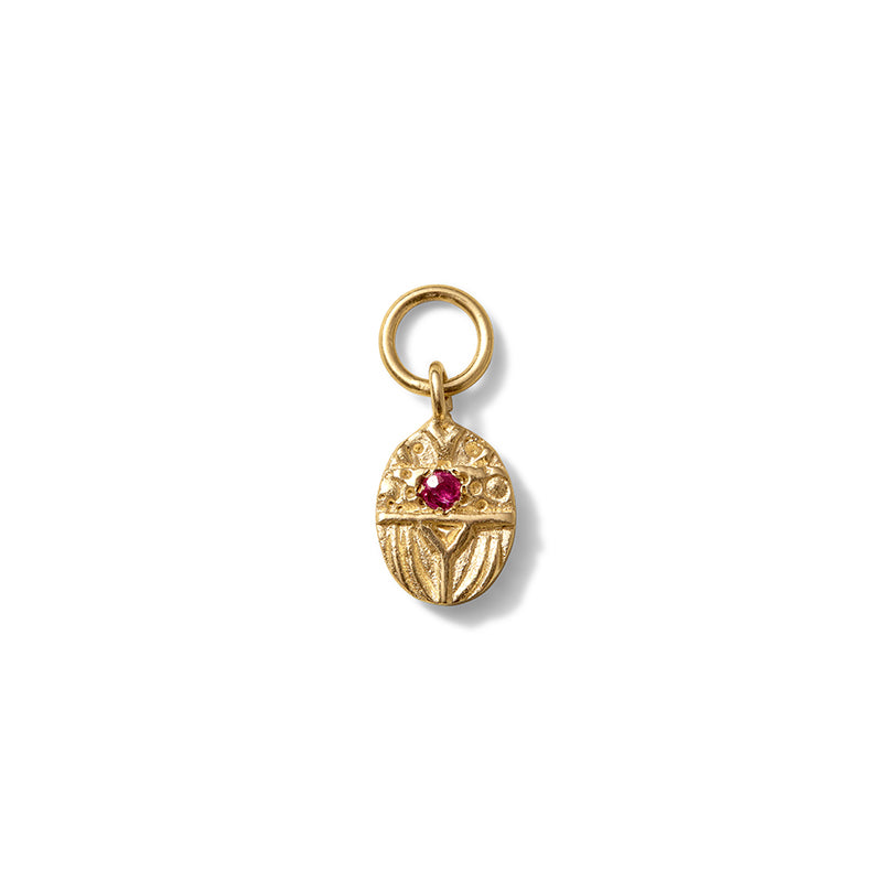 Scarab Charm, Ruby, Gold