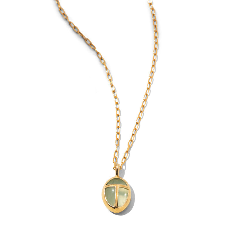 Scarab Amulet, Large, Prehnite, Gold