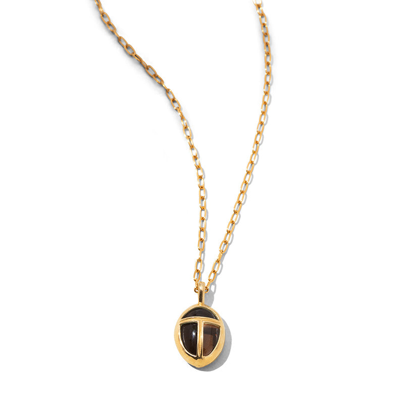 Scarab Amulet, Large, Smokey Quartz, Gold