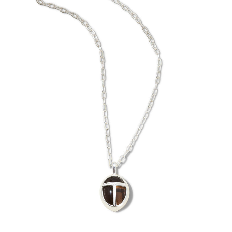 Scarab Amulet, Large, Smokey Quartz, Silver