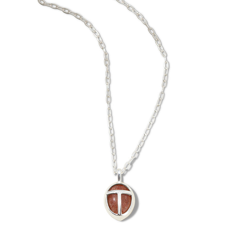 Scarab Amulet, Large, Sunstone, Silver