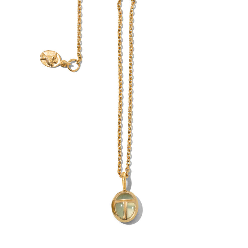 Scarab Amulet, Small, Prehnite, Gold