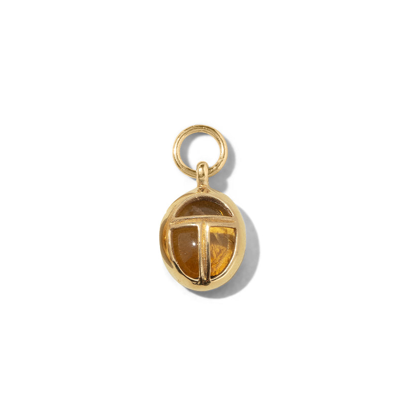 Scarab Amulet Charm, Citrine, Gold