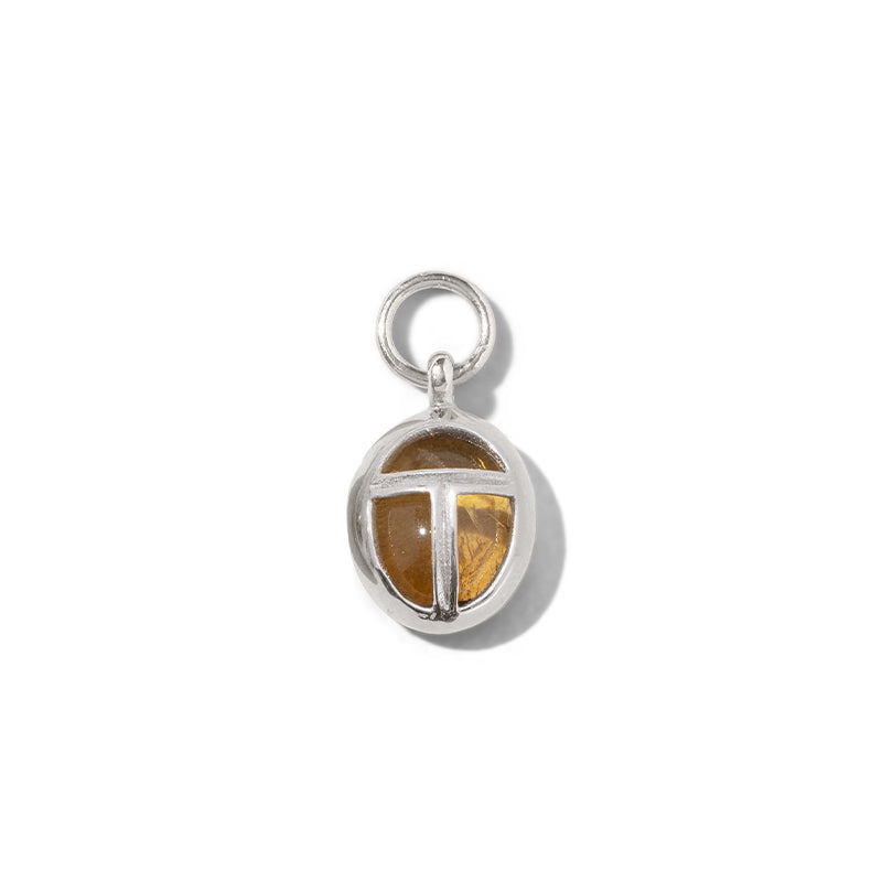 Scarab Amulet Charm, Citrine, Silver