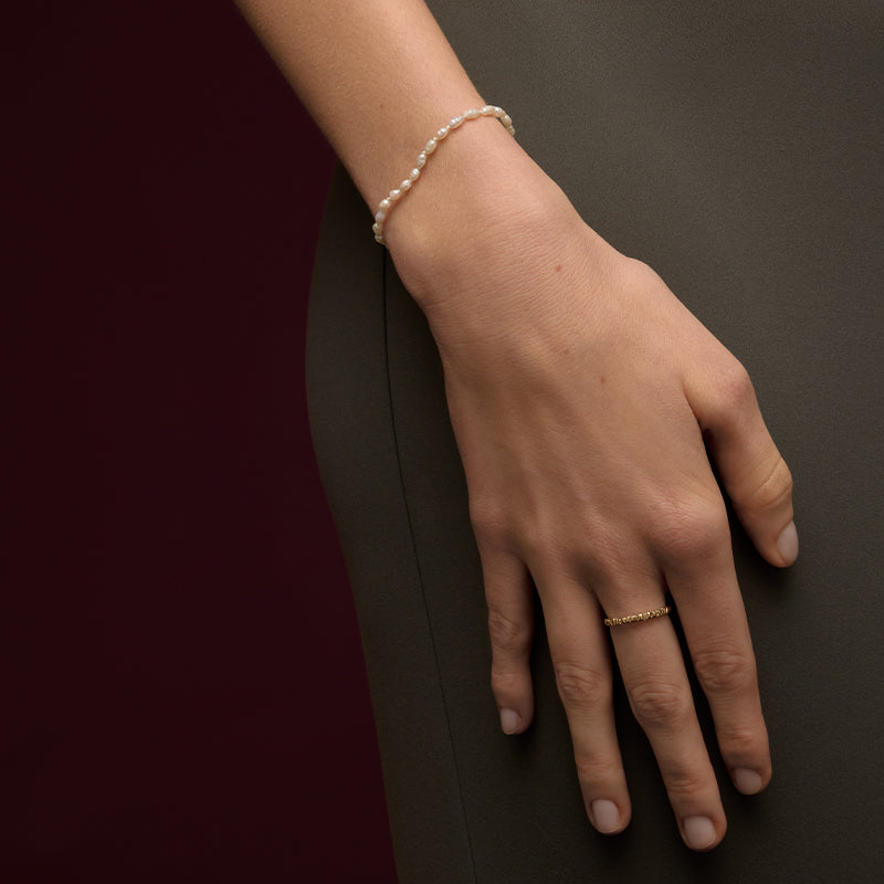 Seed Bracelet, Pearl, 9kt Yellow Gold