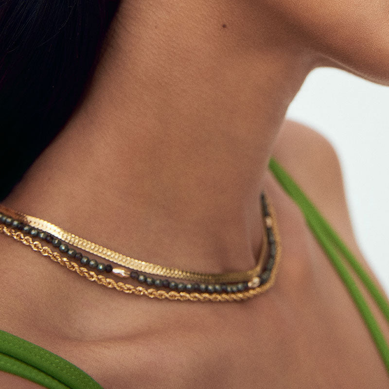 Seed Necklace, Pyrite, Gold
