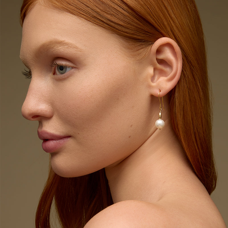 Seed Earring, Pearl, Gold
