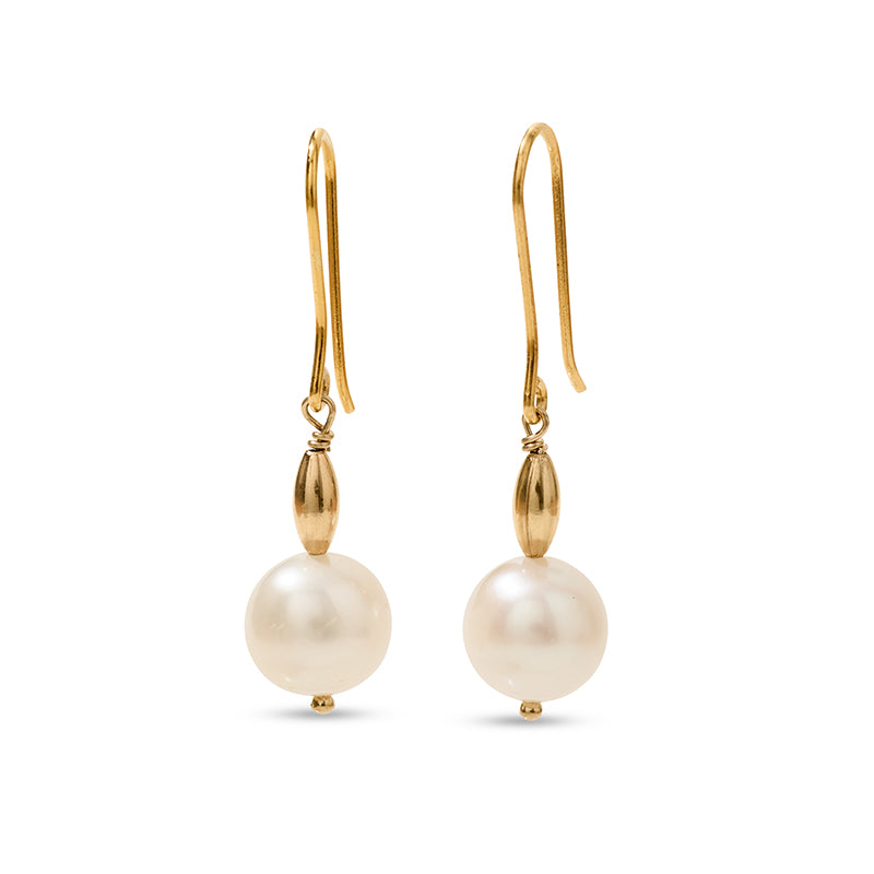 Seed Earring, Pearl, Gold