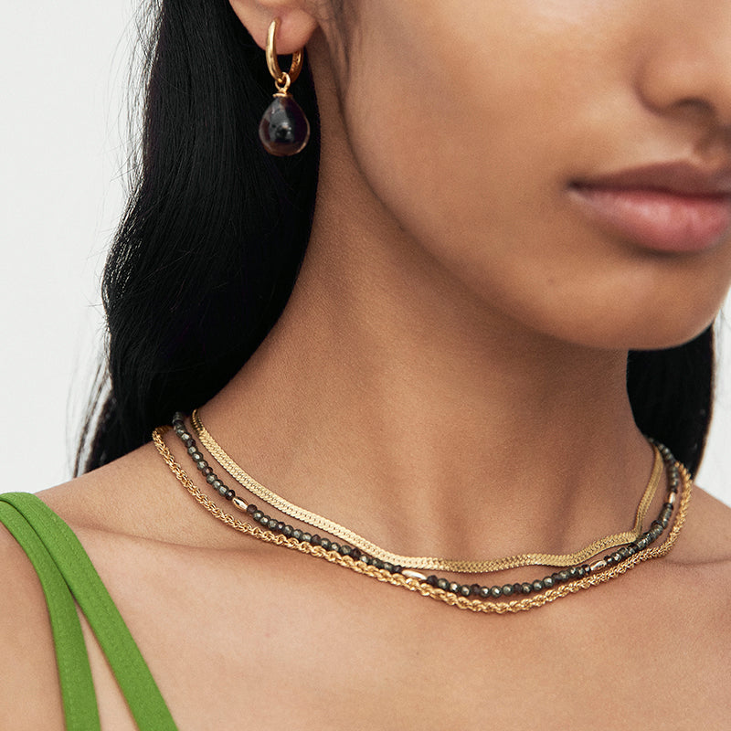 Seed Necklace, Pyrite, Gold