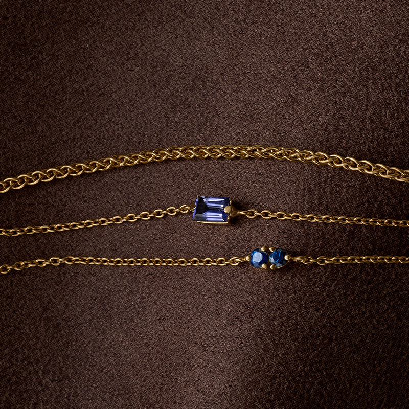 Baguette Mini Bracelet, Iolite, Gold