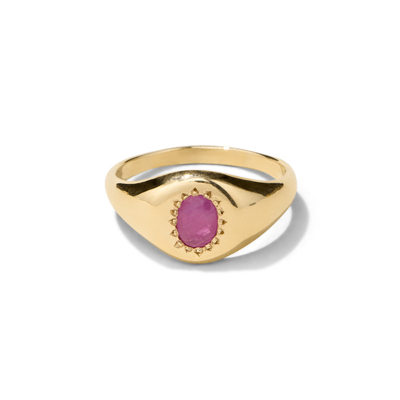 Signet Ring, Ruby, 9kt Yellow Gold
