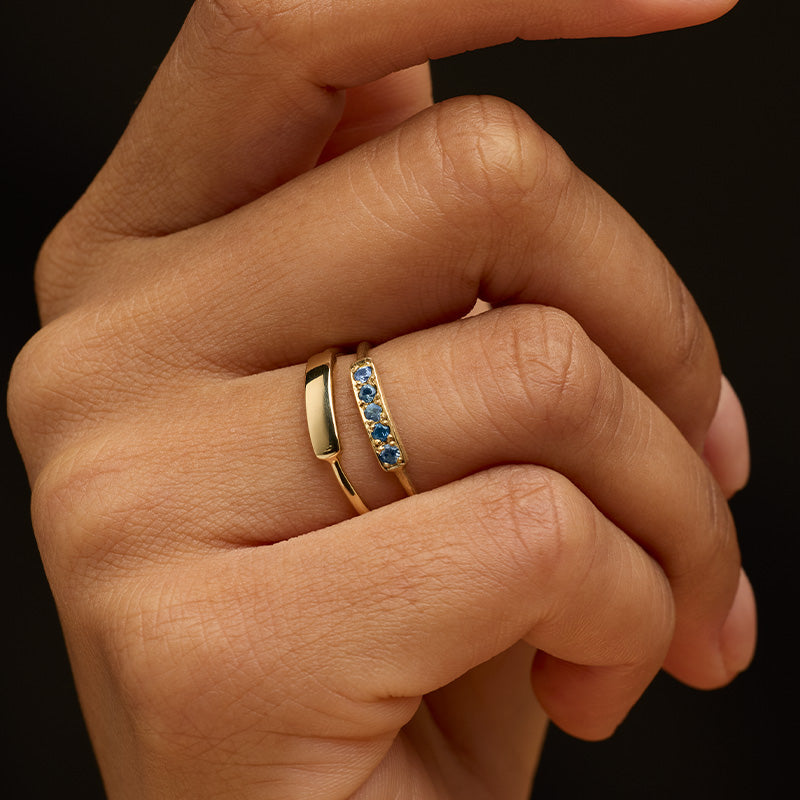 Skinny Band, Blue Sapphire, 9kt Yellow Gold