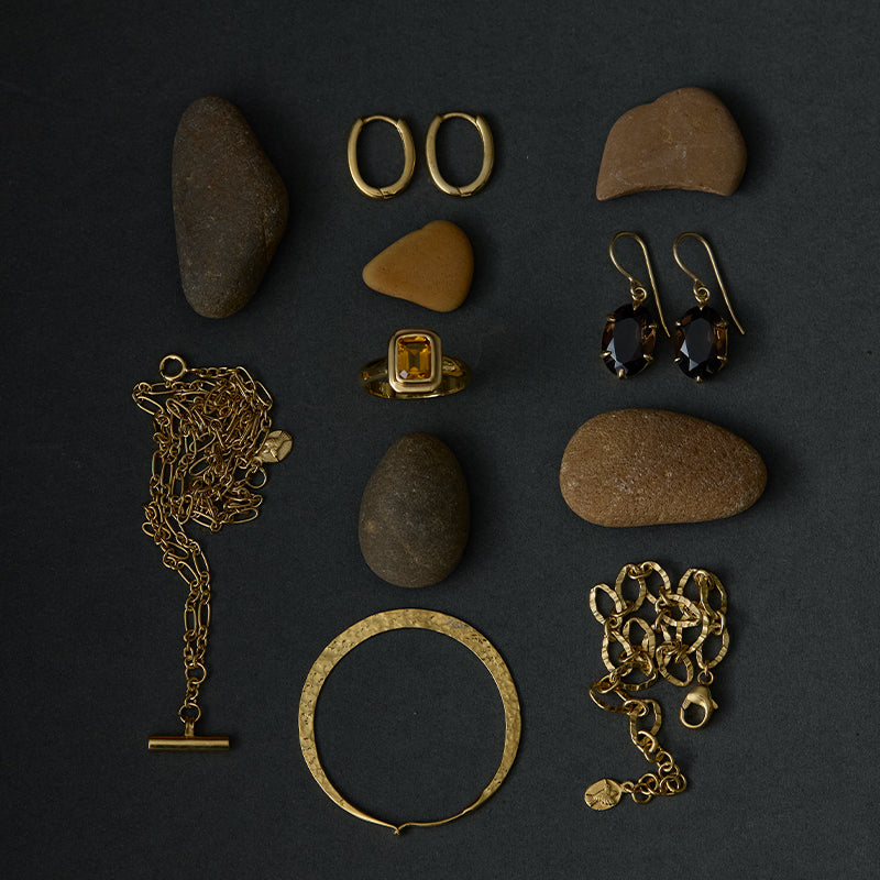 Helene Earring, Smokey Quartz, Gold