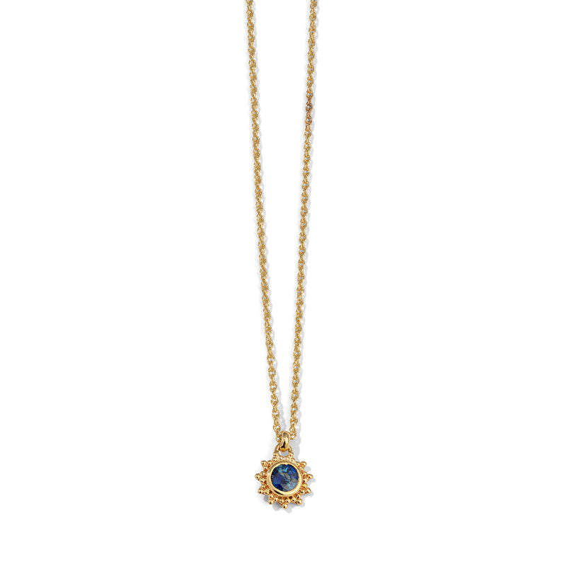 Soleil Necklace, Blue Sapphire, 9kt Yellow Gold