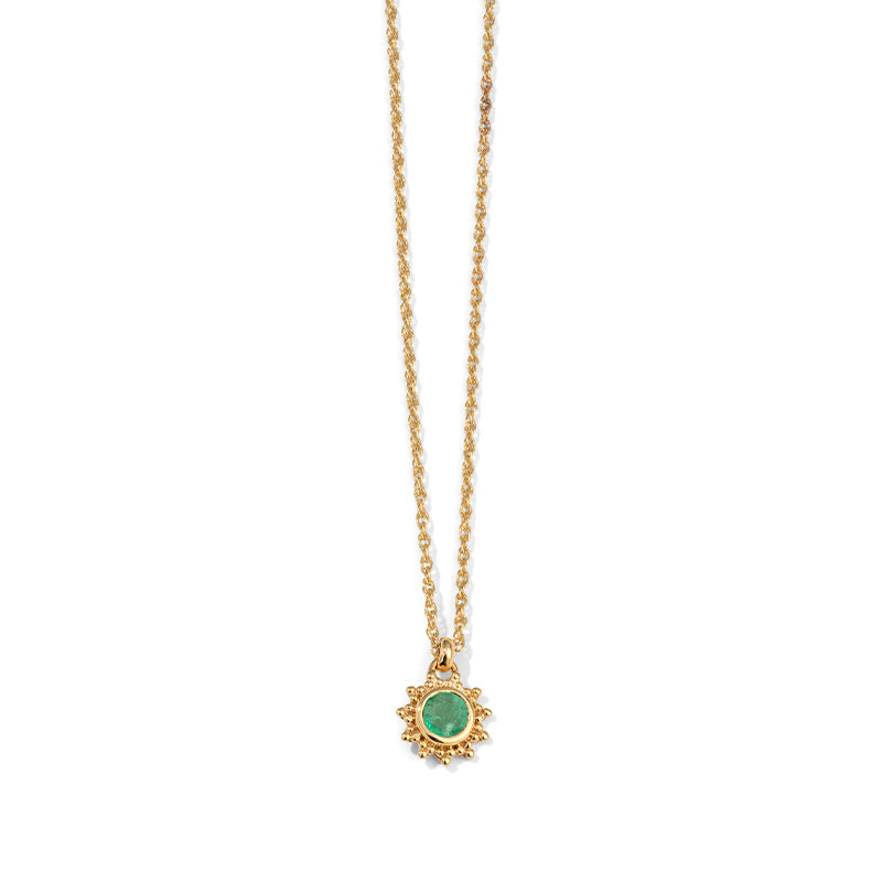 Soleil Necklace, Emerald, 9kt Yellow Gold