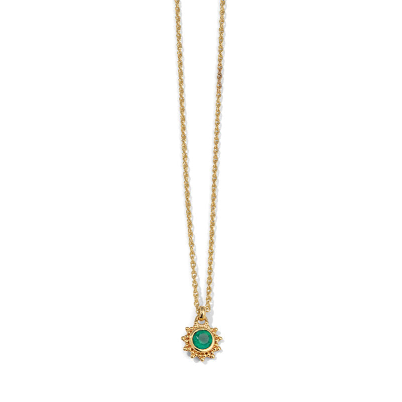 Soleil Necklace, Emerald, 9kt Yellow Gold