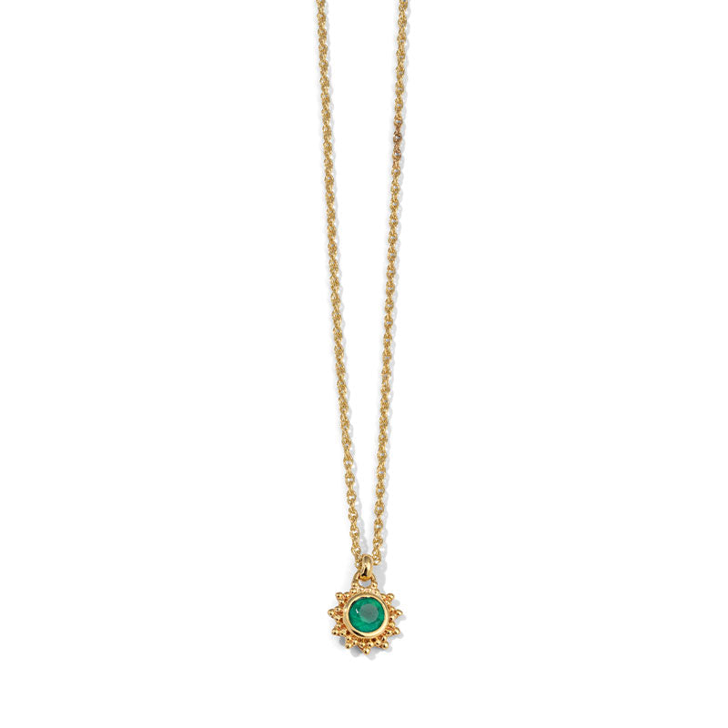 Soleil Necklace, Green Onyx, Gold