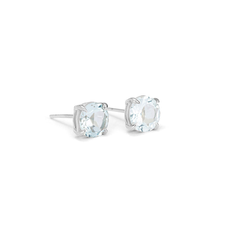 Solitaire Stud, Blue Topaz, Silver