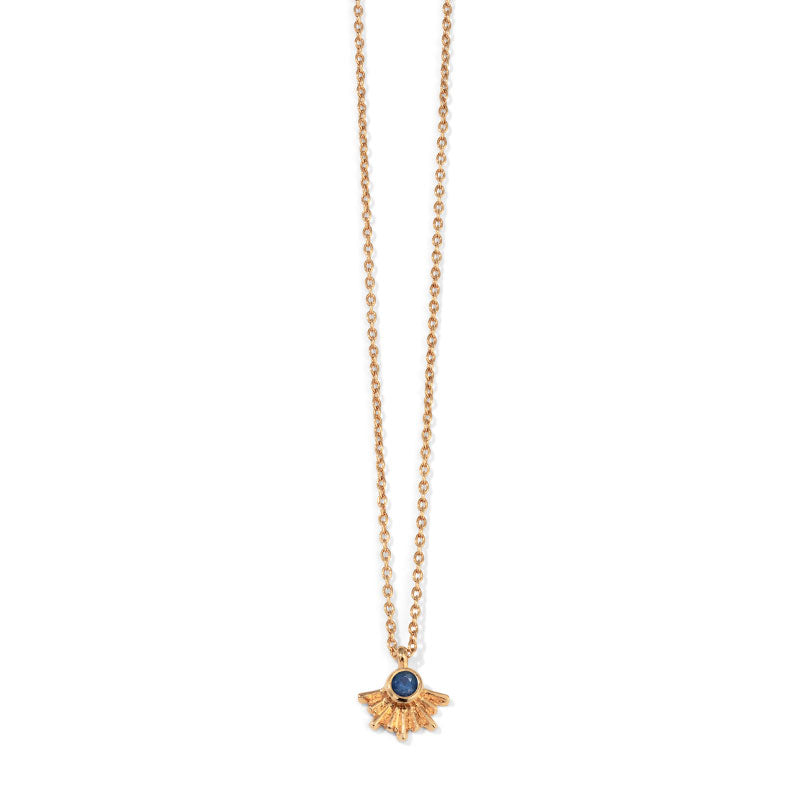 Sunray Necklace, Blue Sapphire, 9kt Yellow Gold