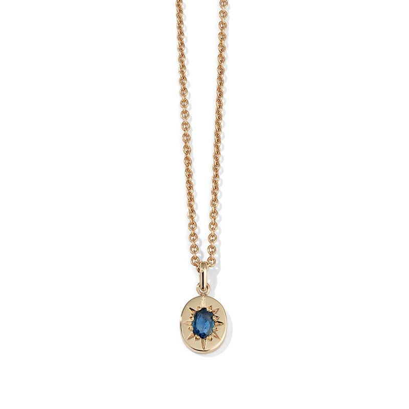 Supernova Necklace, Blue Sapphire, 9kt Yellow Gold