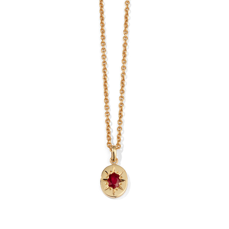 Supernova Necklace, Ruby, 9kt Yellow Gold