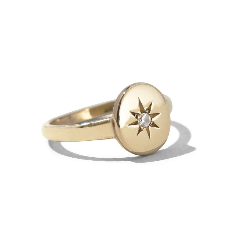 Supernova Ring, White Diamond, 9kt Yellow Gold