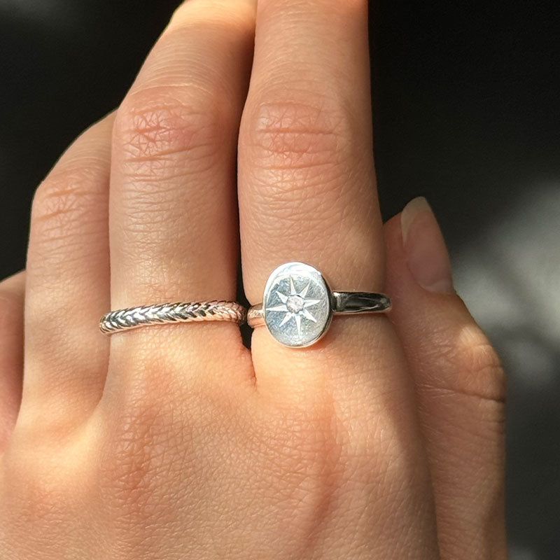 Supernova Ring, White Topaz, Silver