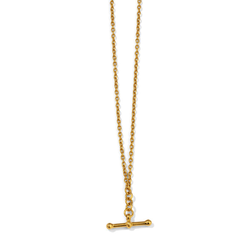 T Bar Necklace, 9kt Yellow Gold