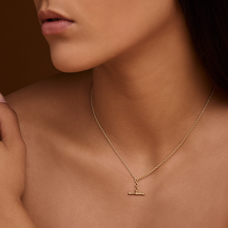 T Bar Necklace, Gold