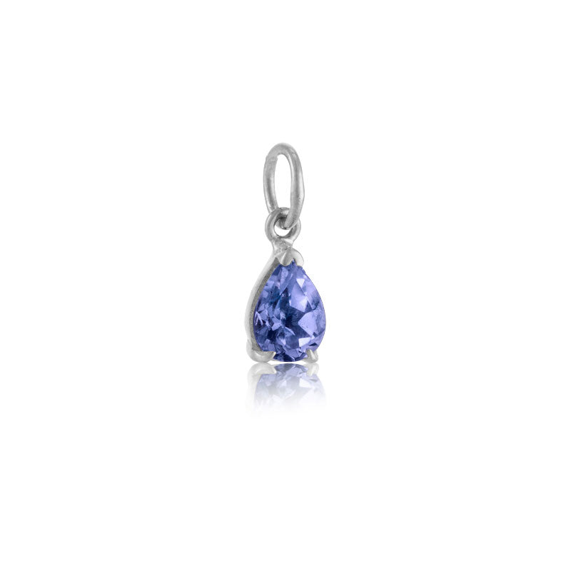Teardrop Pendant, Iolite, Silver