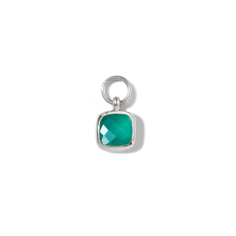 Tetra Charm, Green Onyx, Silver