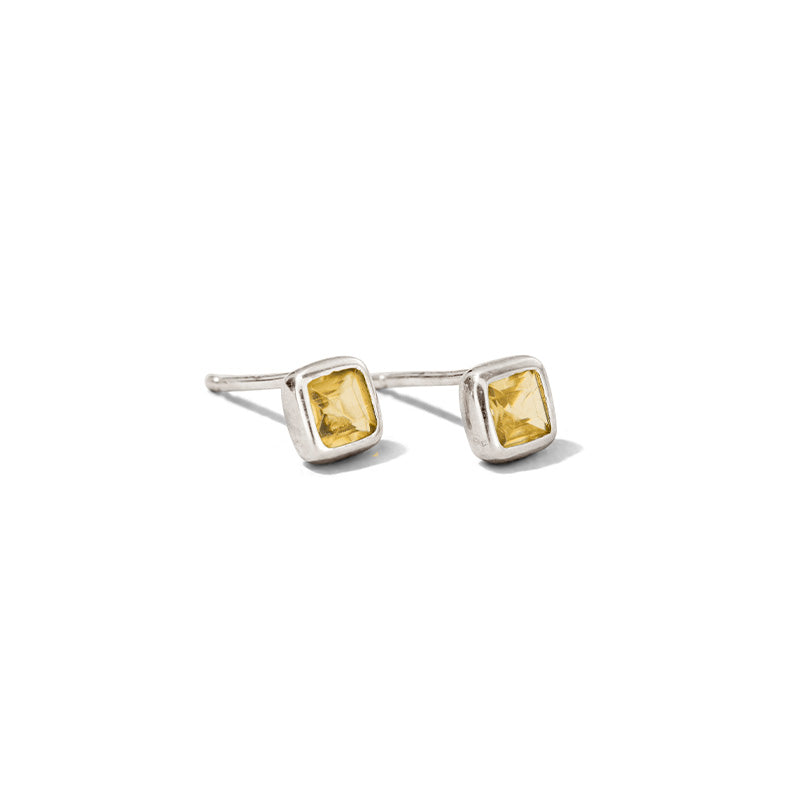 Tetra Stud, Citrine, Silver