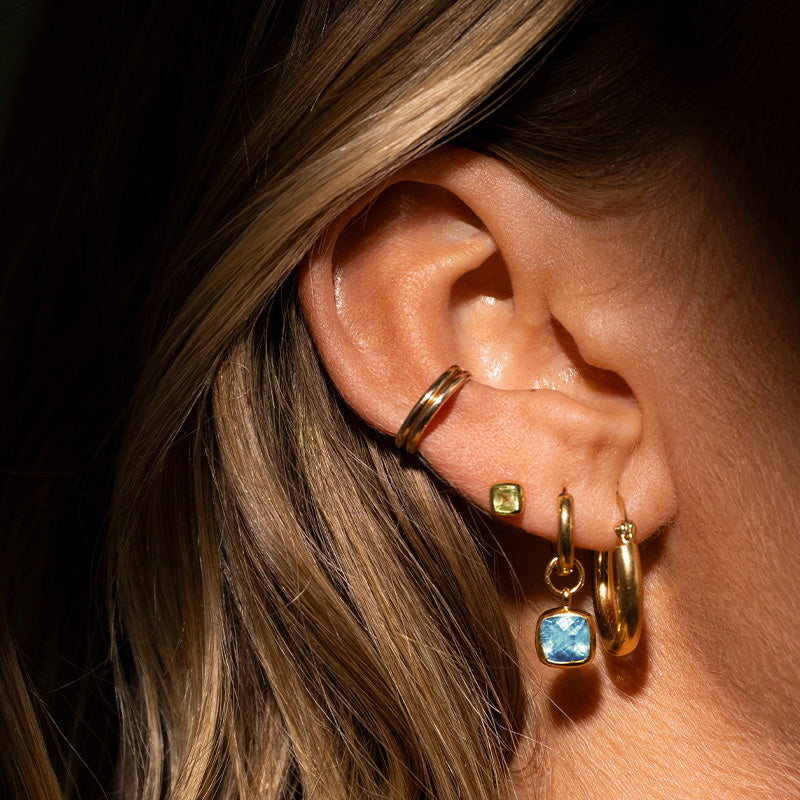 Tetra Stud, Peridot, Gold