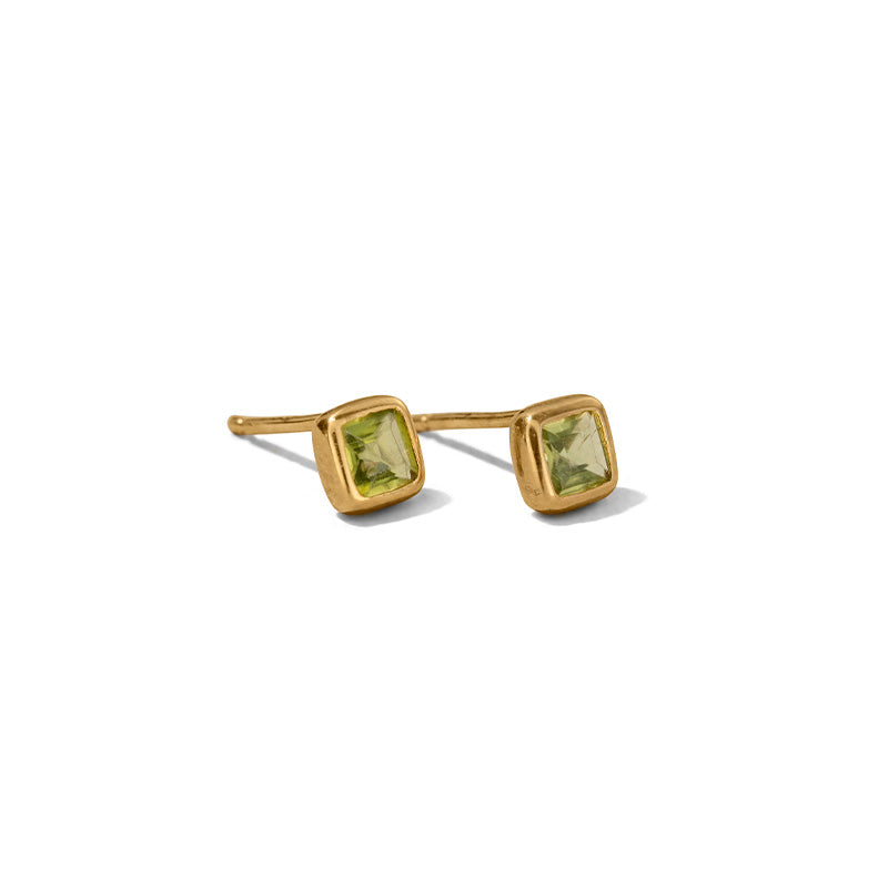 Tetra Stud, Peridot, Gold