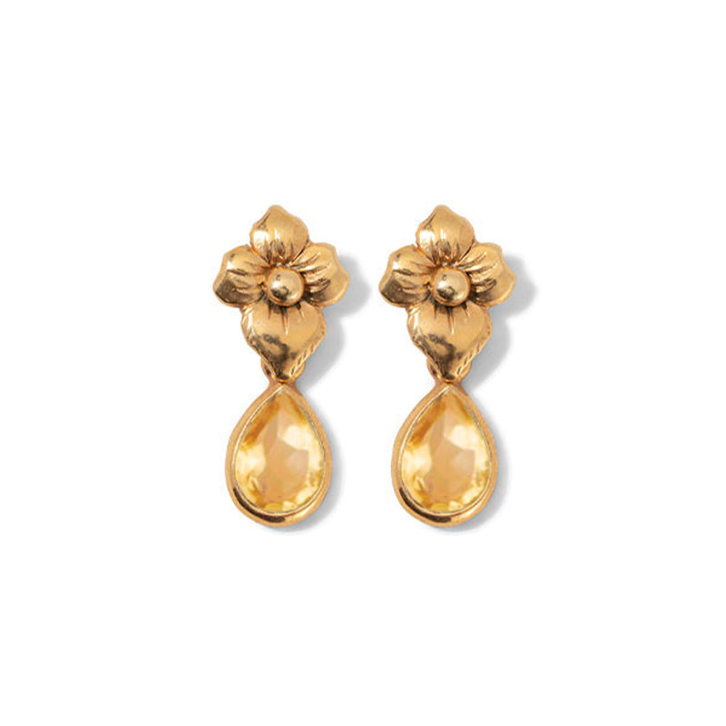 Tiare Stud, Citrine, Gold