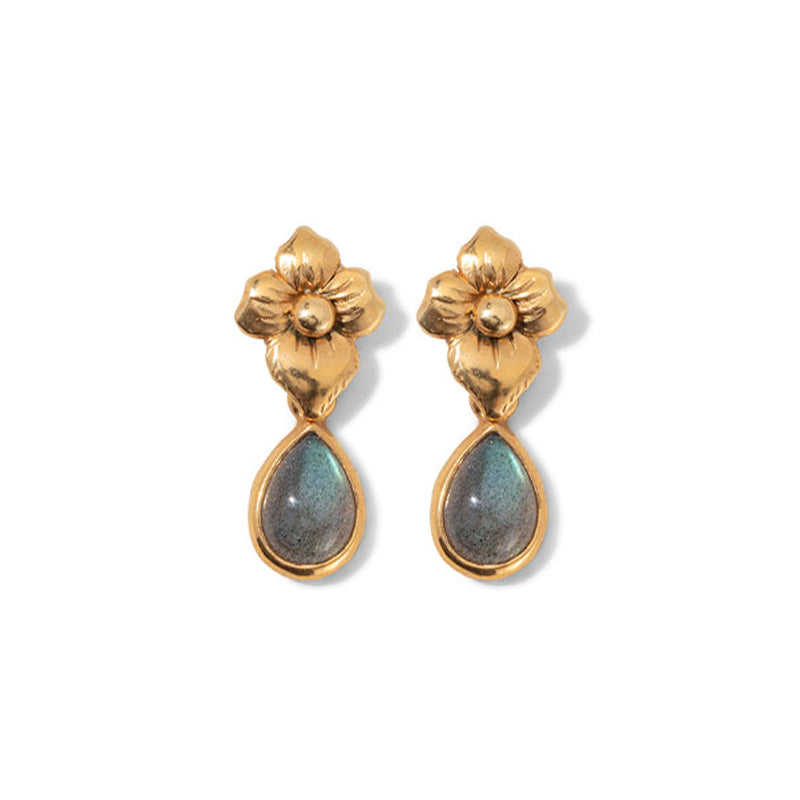 Tiare Stud, Labradorite, Gold